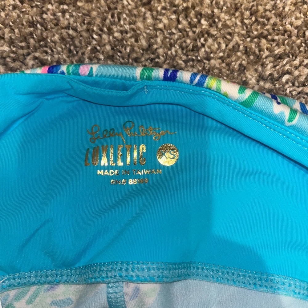 Lilly Pulitzer Luxletic Weekender High Rise midi Bermuda Blue Turtle SZ Size XS - Picture 4 of 9